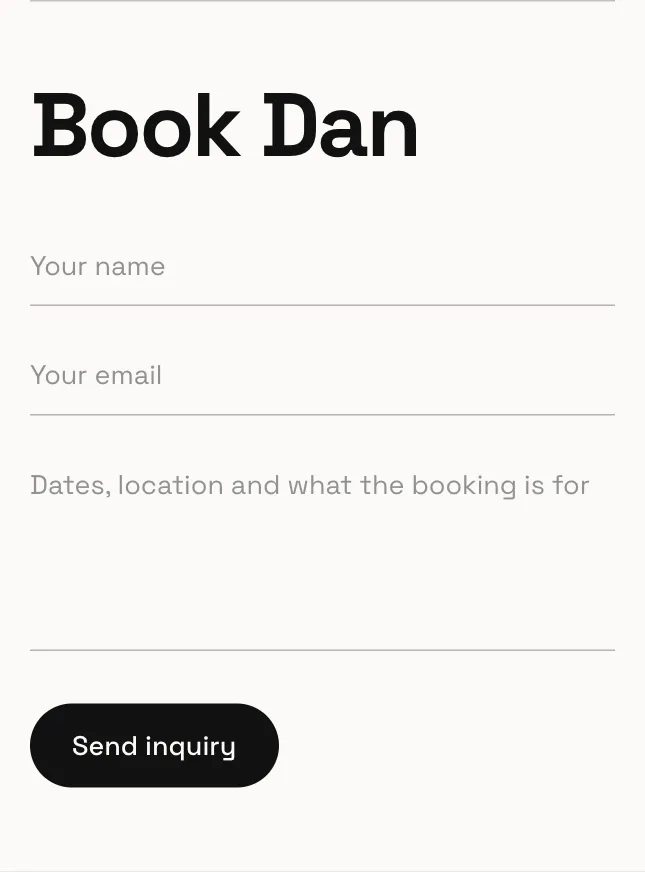 Booking on an example page