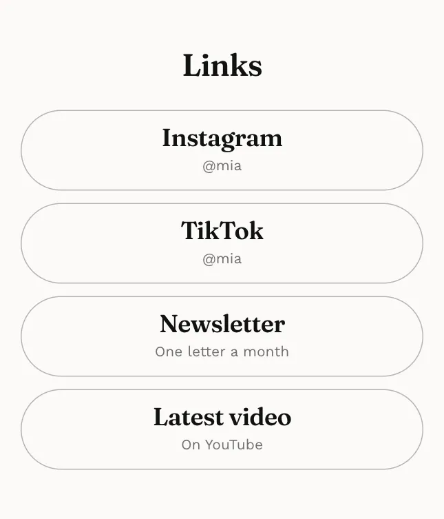 Links on an example page