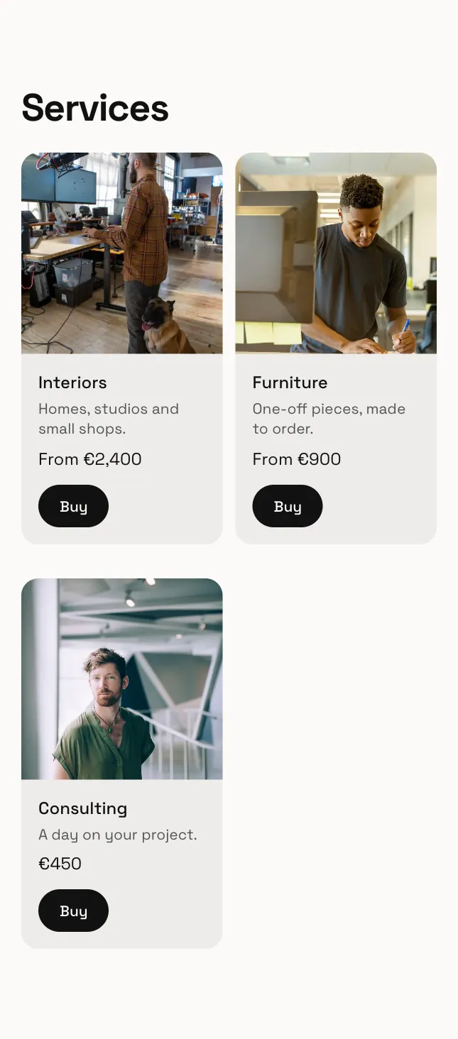 Services on an example page