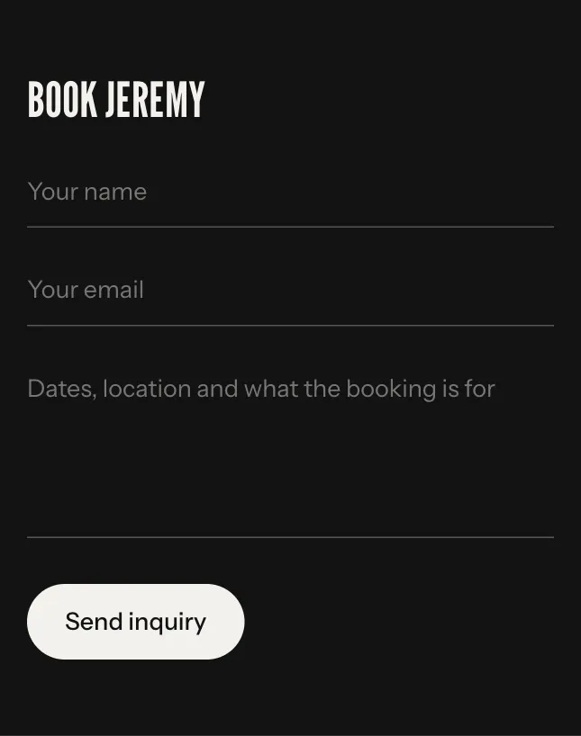 Bookings on an example page
