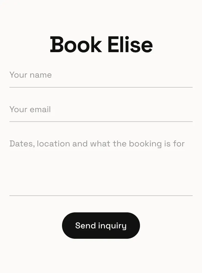 Enquiries on an example page