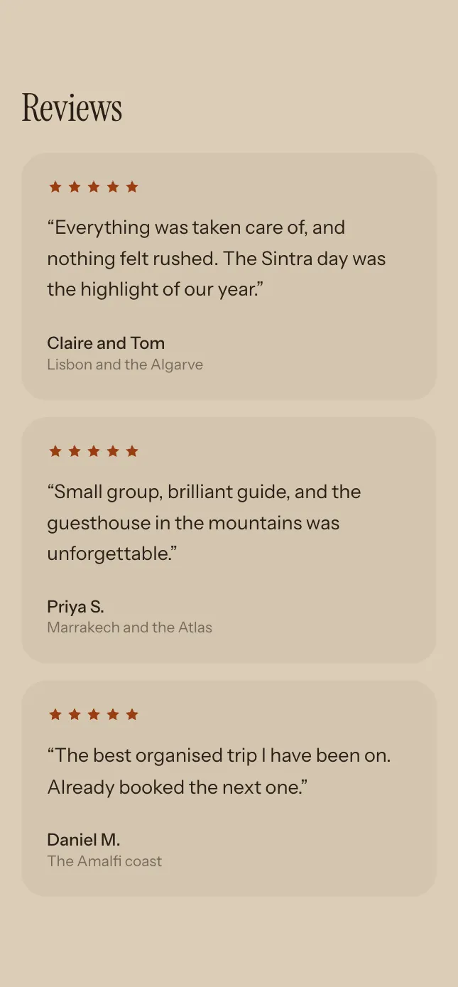 Reviews on an example page